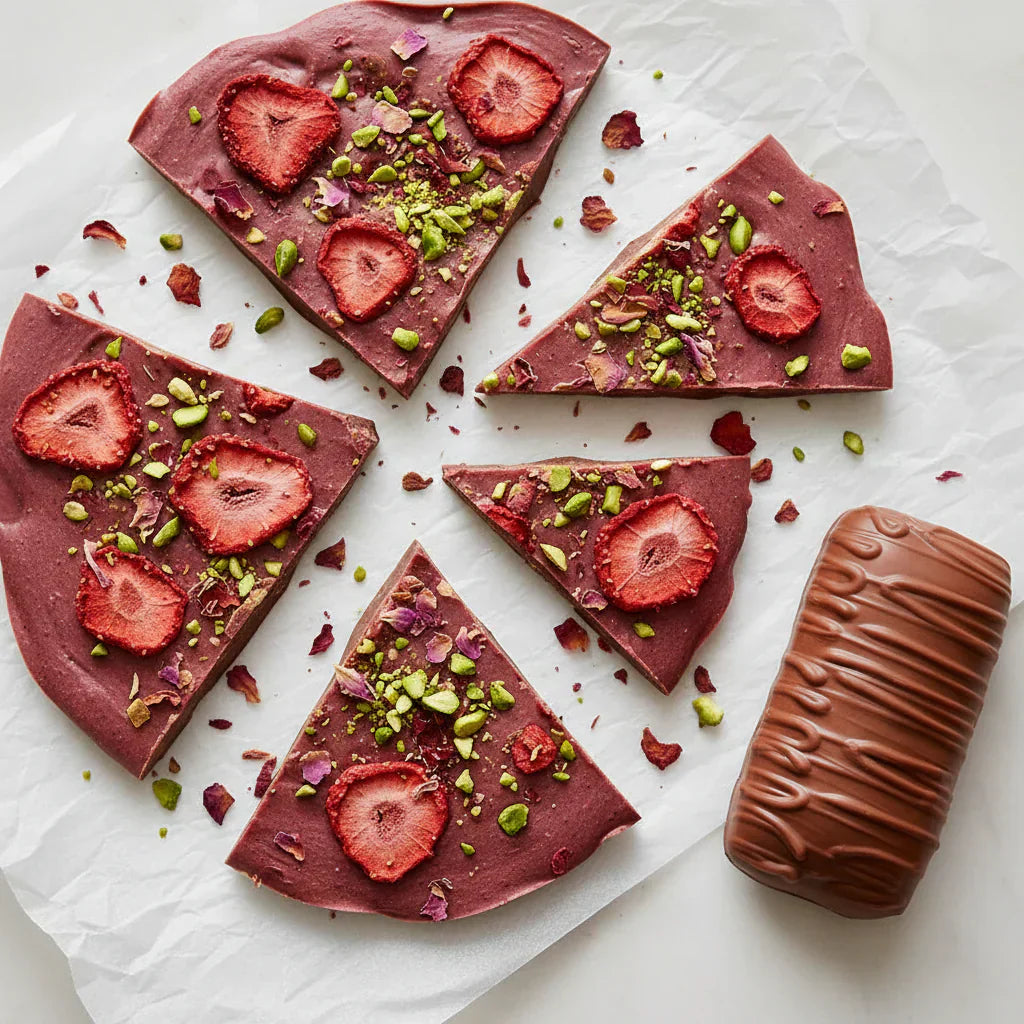 Strawberry Knafeh Chocolate Bark