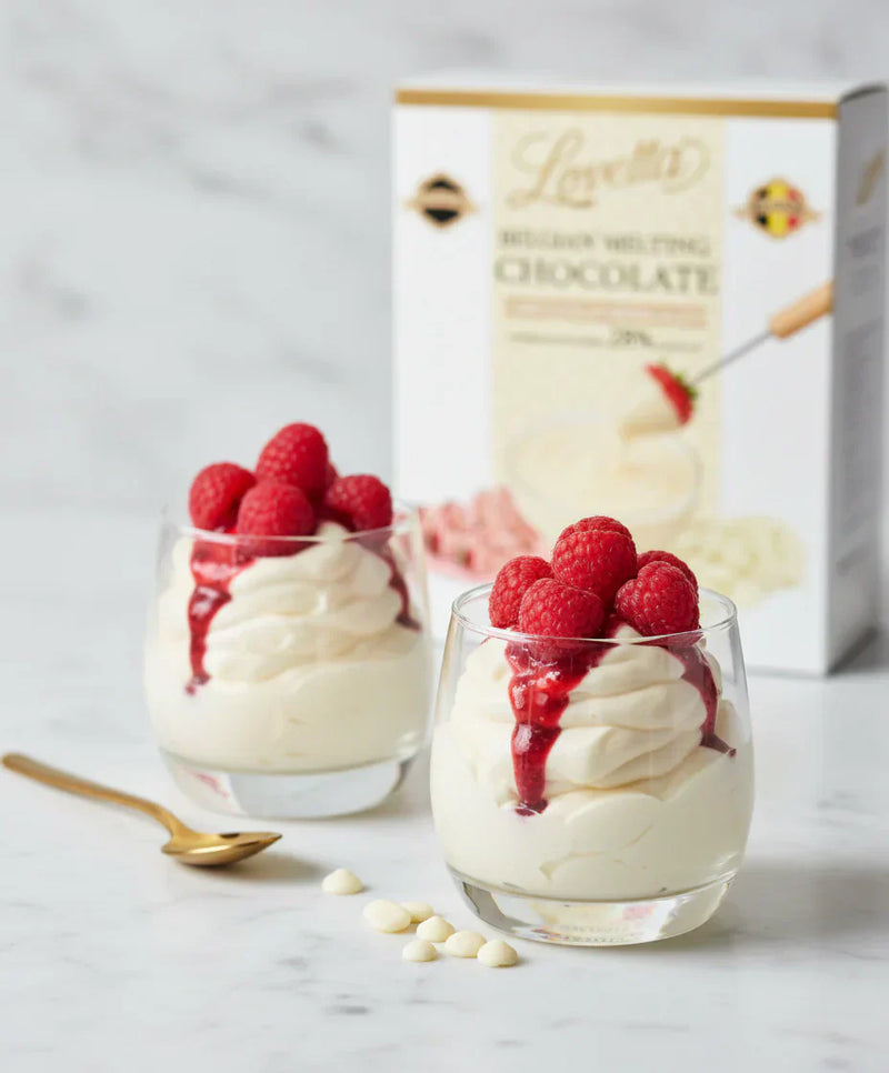 White Chocolate Raspberry Mousse Cups