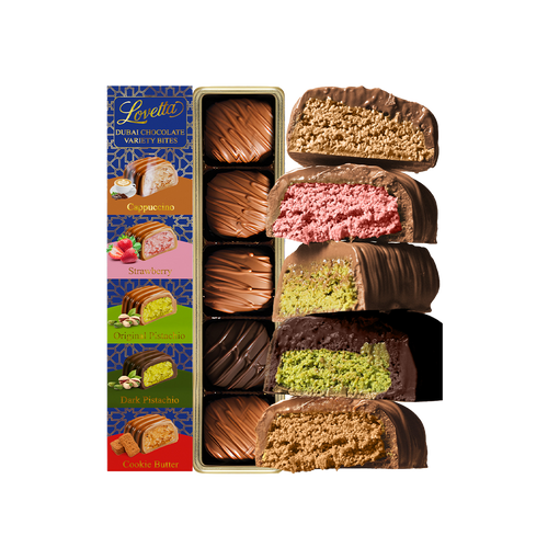 5 Piece Dubai Chocolate Variety Pack Pistachio, Cookie Butter, Strawberry, Cappuccino, Dark Chocolate Pistachio