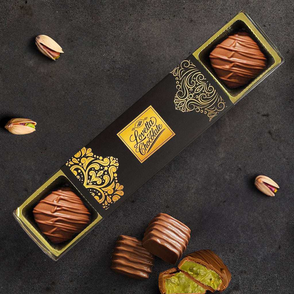 Dubai Chocolate Bar Pistache Knafeh Mini Bites - Lyxig, fyllig mjölkchoklad, elegant inslagen och färsk, premiumfyllning med pistagekräm och Kataifi (0,85 oz, 5 st) 
