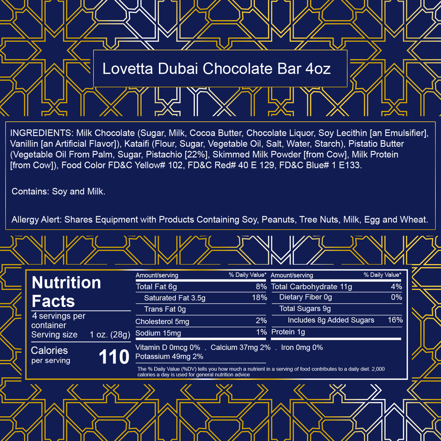Dubai Choklad Pistage 115 g (Originalet) 