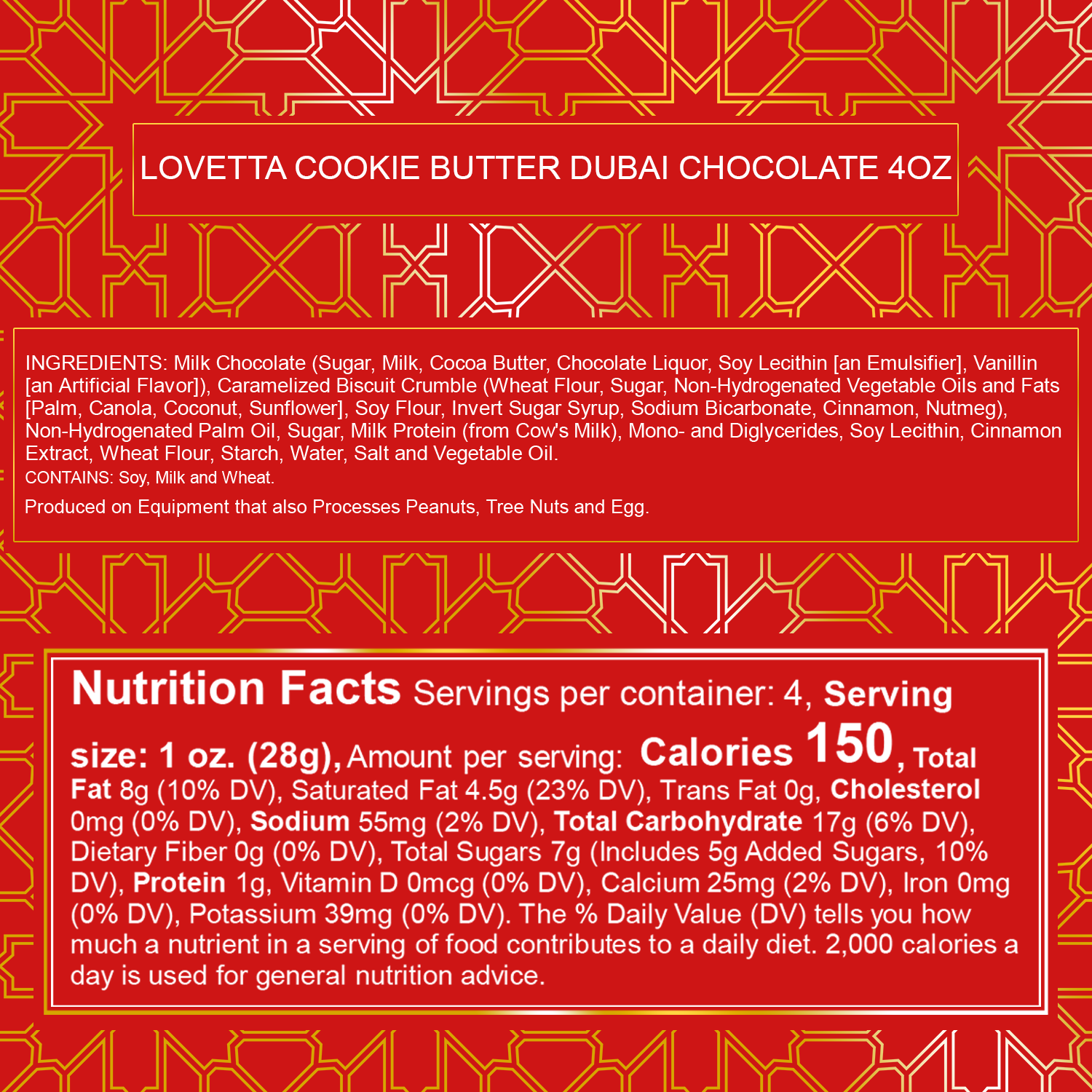 Dubai Cookie Butter Knafeh Chocolate – 4oz