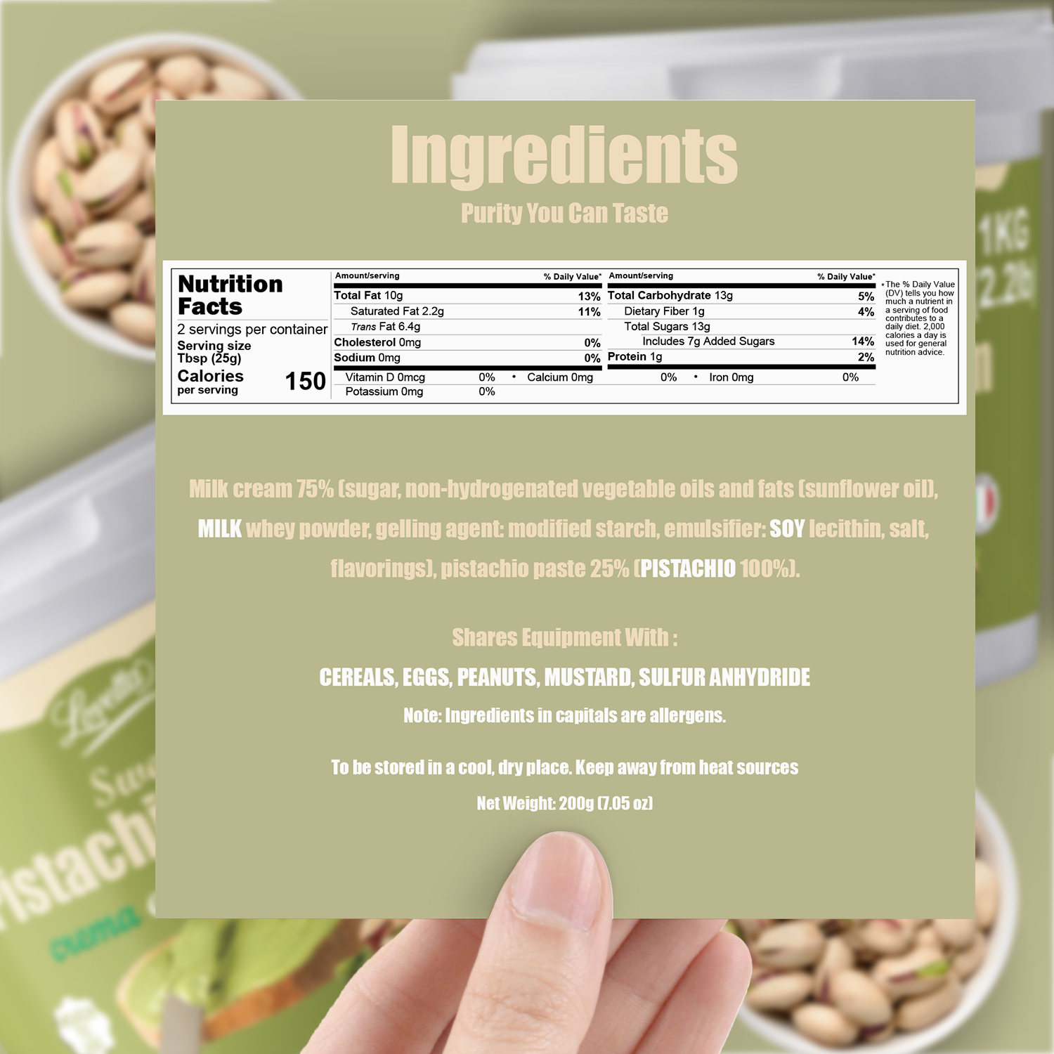 Pistagekräm 1 kg (2,2 lb) – Italiensk Crema de Pistachio Dubai i lösvikt, premium pistagesmör, pistagepasta och pålägg – Pistagekräm för Dubai-choklad, bakverk och desserter 
