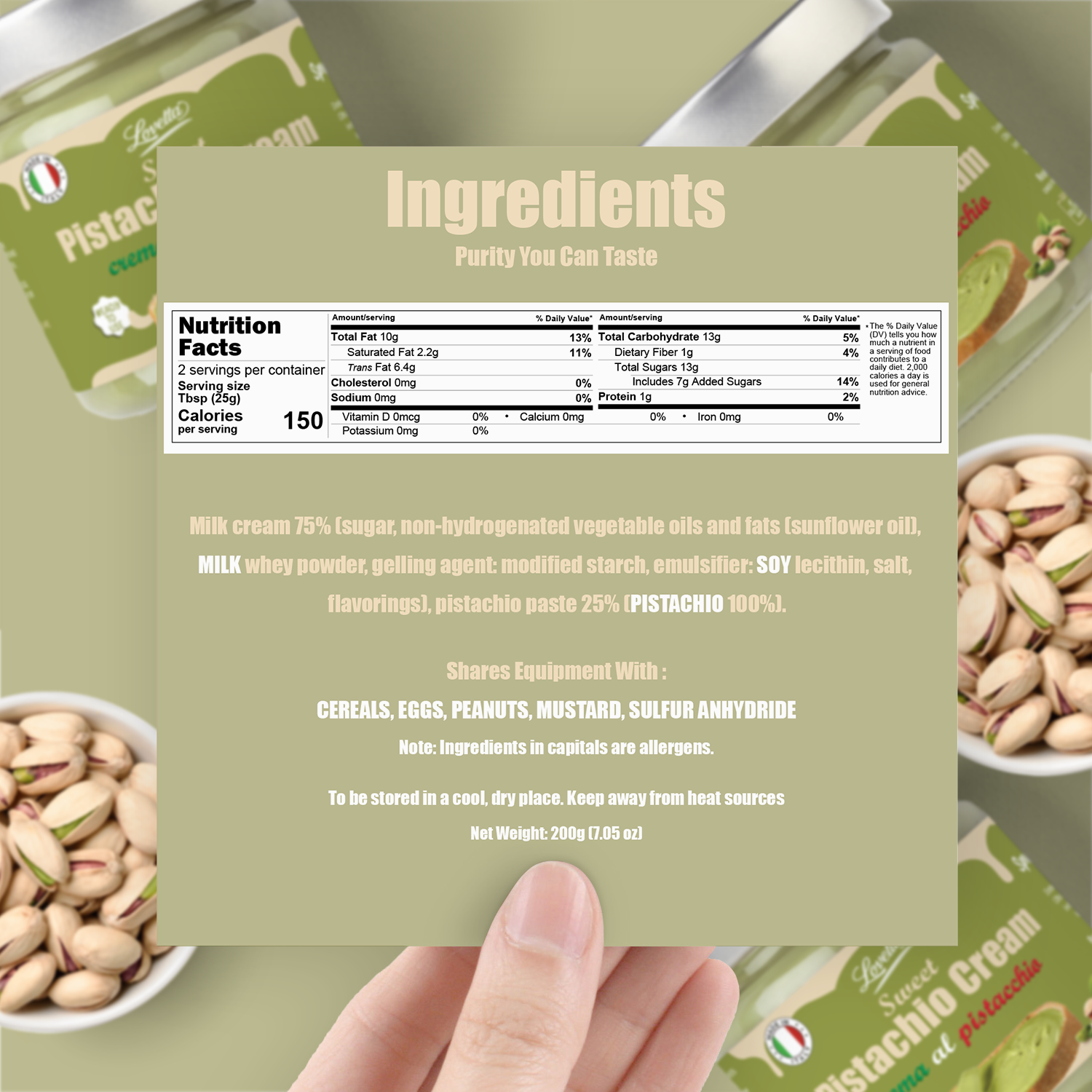 premium ingredients pistachio cream 