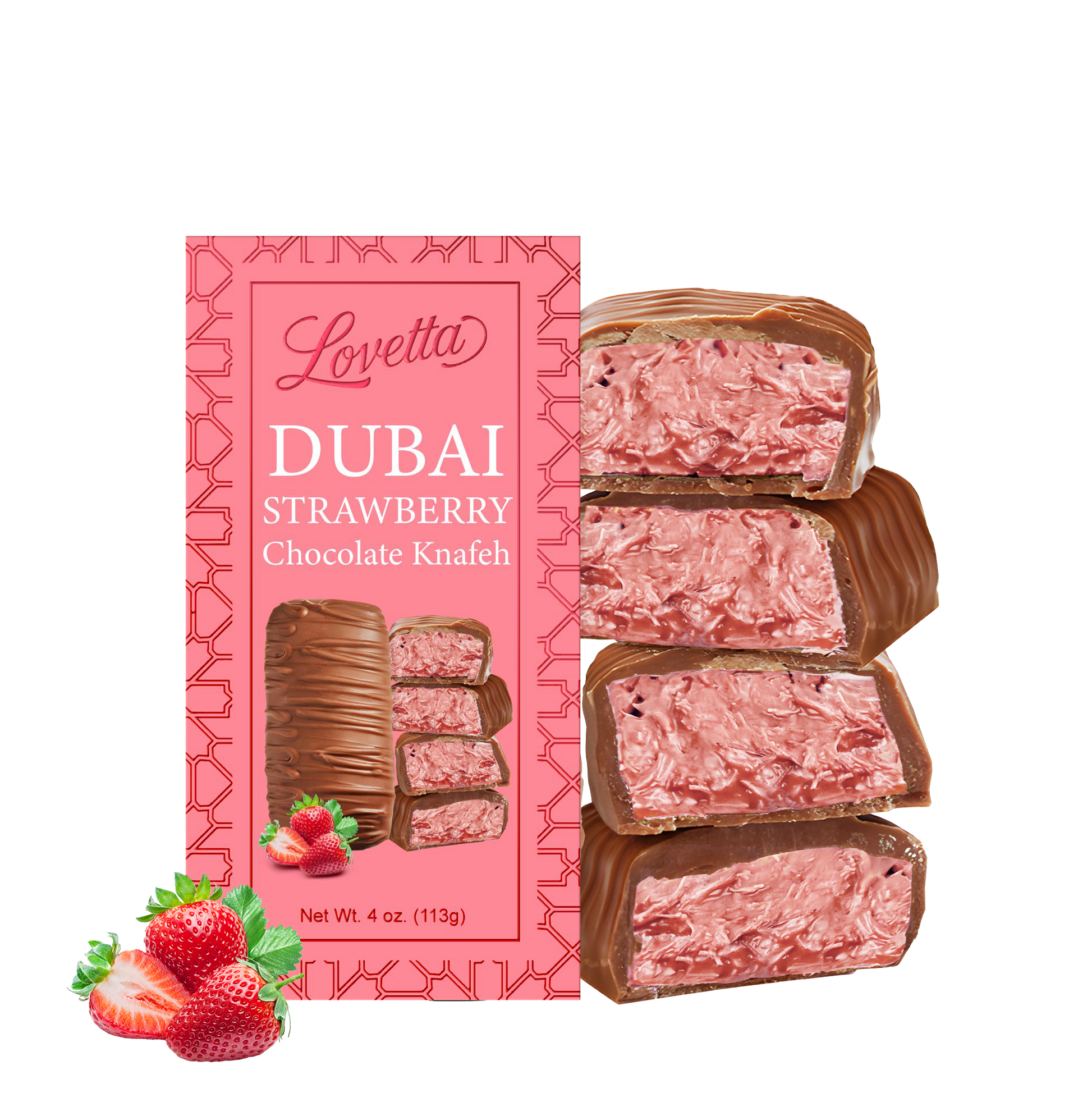 Dubai Strawberry Knafeh Chocolate – 4oz