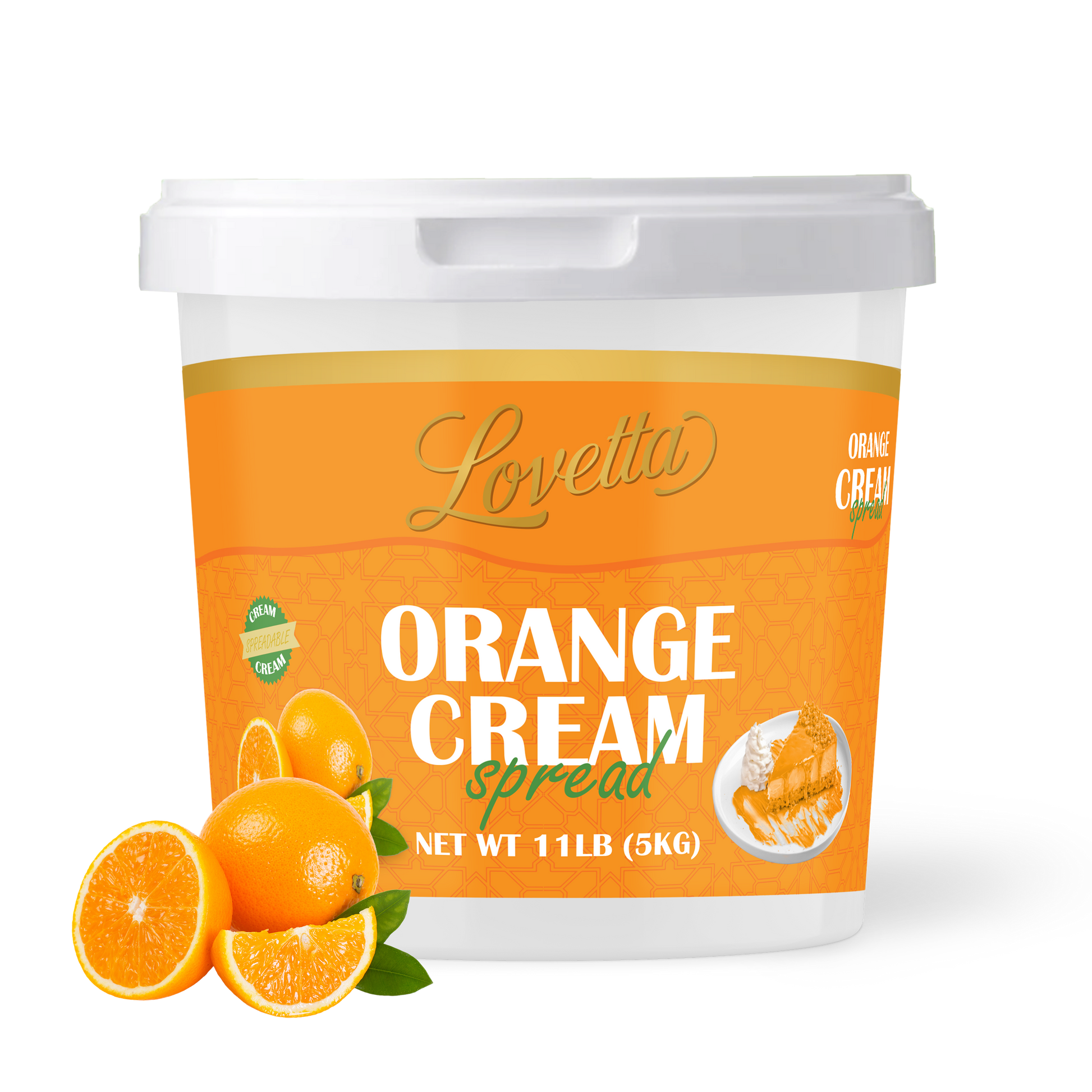 Container of Lovetta Orange Cream Spread with Oranges