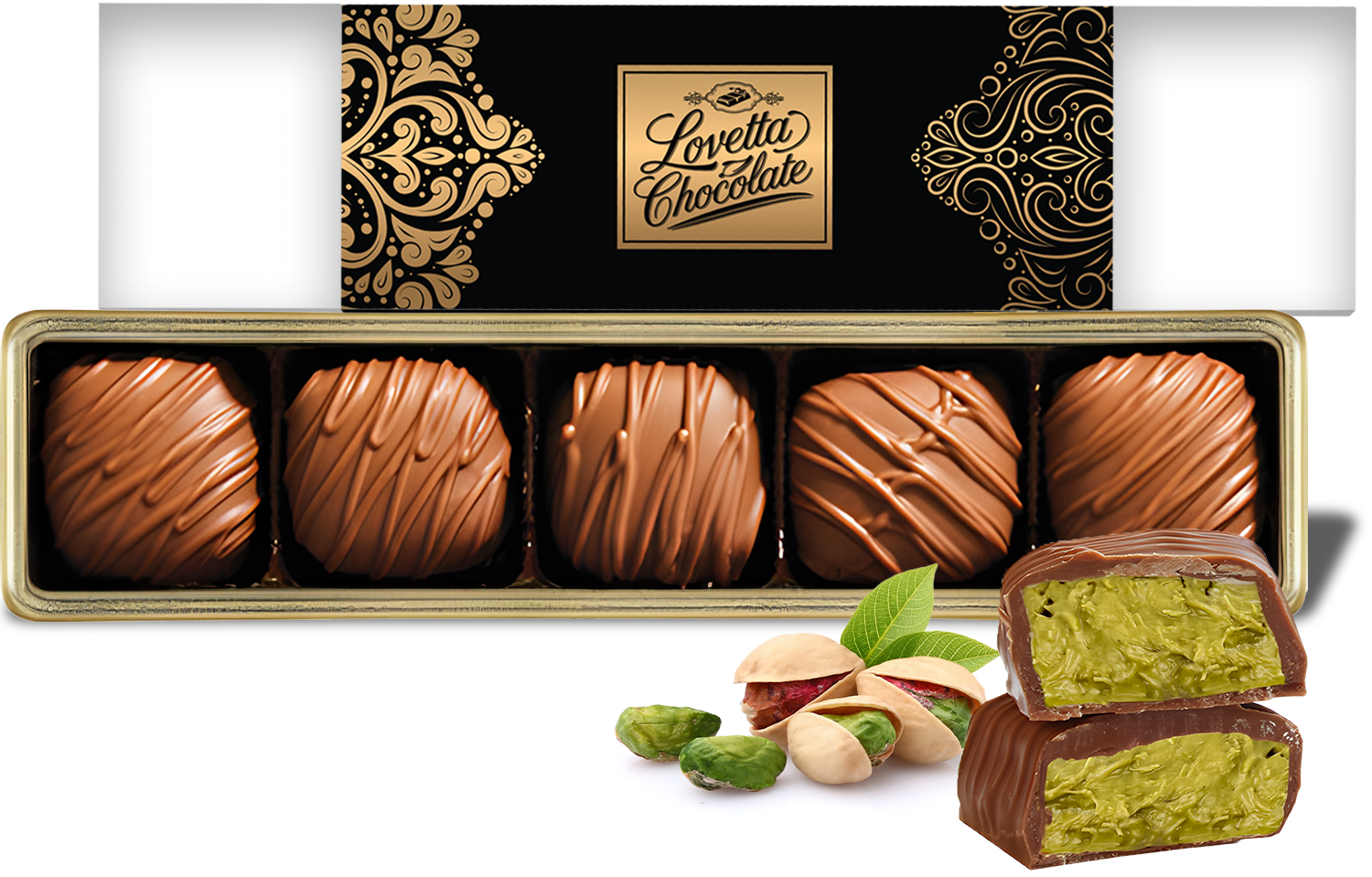 Dubai Chocolate Bar Pistache Knafeh Mini Bites - Lyxig, fyllig mjölkchoklad, elegant inslagen och färsk, premiumfyllning med pistagekräm och Kataifi (0,85 oz, 5 st) 